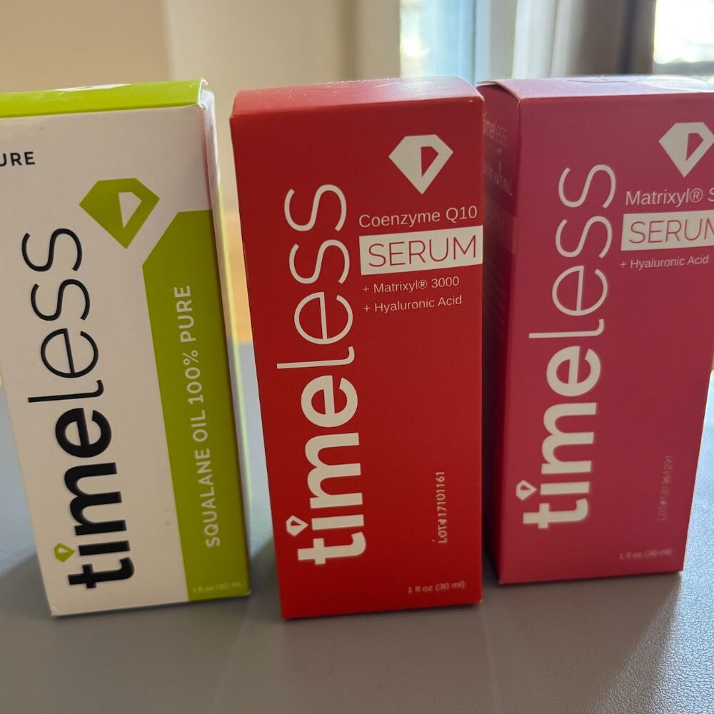 Timeless Skincare Bundle: Squalene Oil, Coenzyme Q10, Matrixyl S6 NEW and UNOPEN